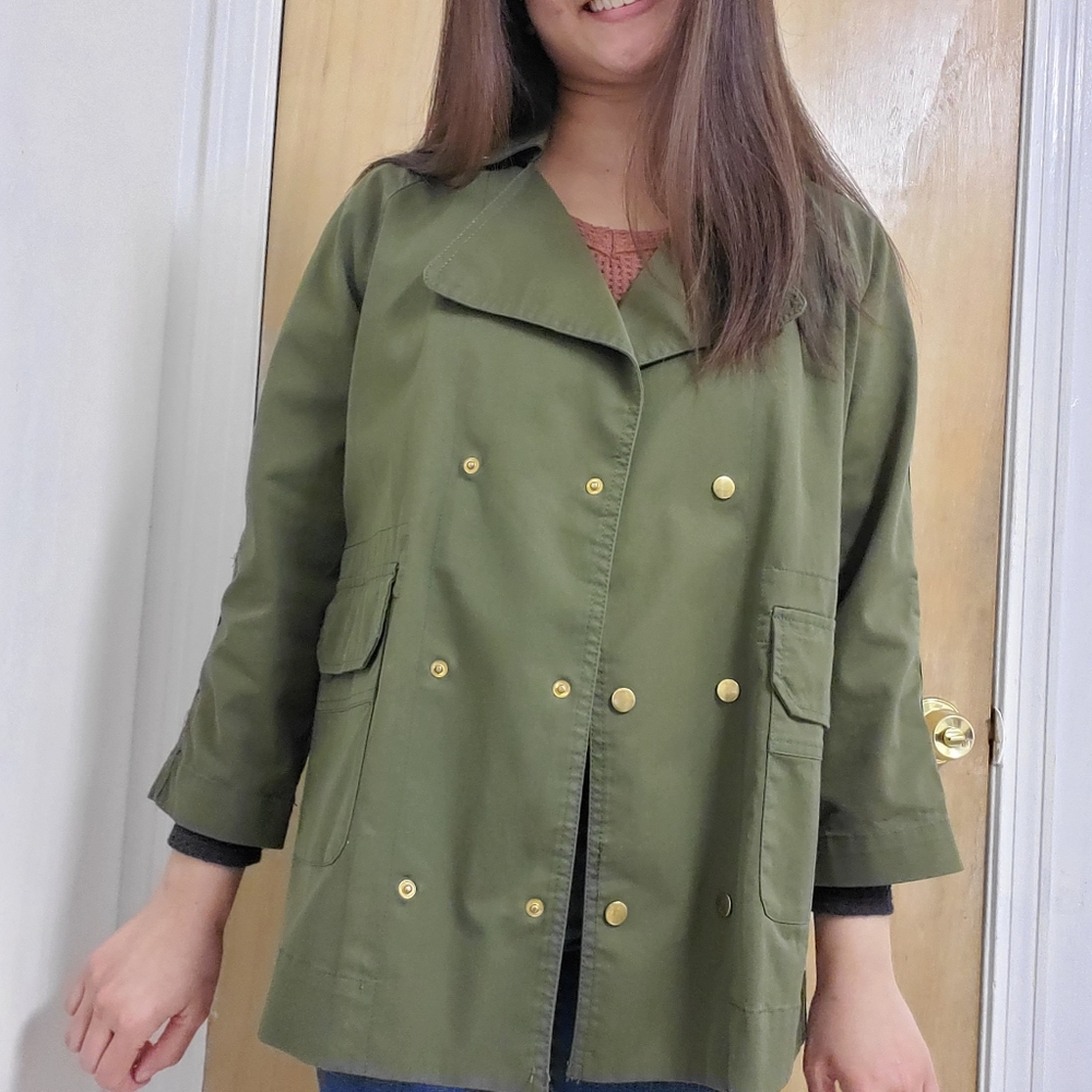Army Olive Green Trench Utility Light Jacket